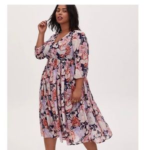 NWT Torrid Floral Swiss dot buttondown dress 0X 1X